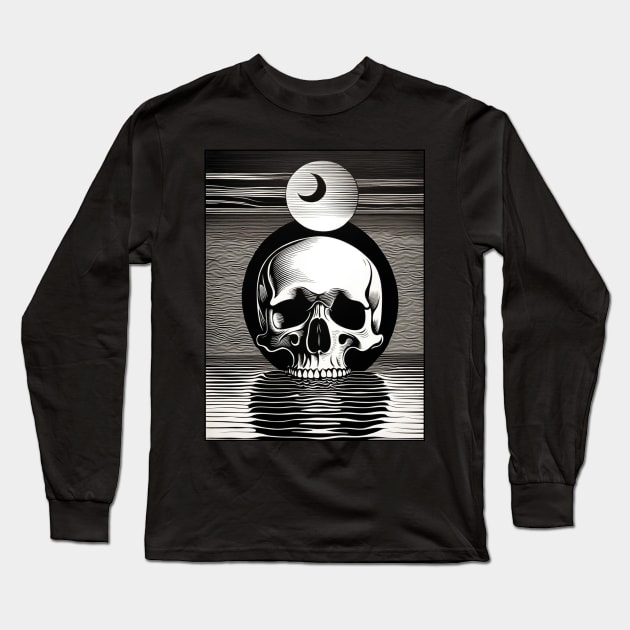 Witching Hour: Mystic Manifestation Skull Long Sleeve T-Shirt by SunGraphicsLab